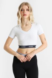 Guess Crop T-Shirt - Heather Stone XS Damen