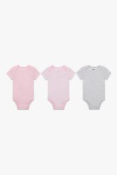Nike Dreierpack Baby Bodys - Birch Heather + Light Pink 6m