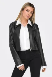 Only Crop Kunstlederjacke - Black S Damen