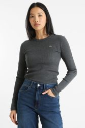 Lacoste Geripptes Langarmshirt - Pitch chine 36 Damen