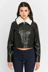 Tally Weijl Crop Kunstlederjacke - Black L Damen