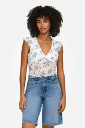 Only ONLSAGA Spitzen Top - Cloud Dancer + Floral XS Damen