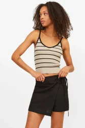 JJXX Esther Geripptes Crop Stricktop - Feather Gray S Damen