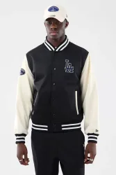 New Era Collegejacke - Black + Offwhite L Herren