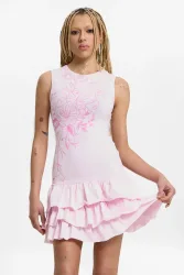 Ed Hardy Minikleid mit Schnürung - Pink M Damen