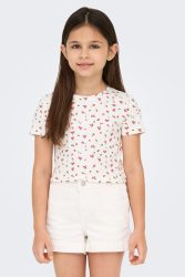 Only KOGBELLA Crop T-Shirt - White + High Risk Red 158-164 Kids
