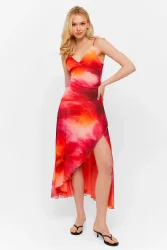 Tally Weijl Mesh-Midikleid - Red + Orange S Damen