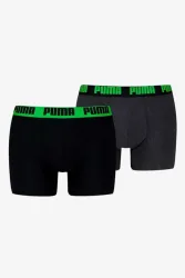 Puma Doppelpack Boxershorts - Black + Green Pop L Herren