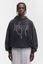 Favela Lightning Outline Oversize Kapuzensweatshirt - Black Washed S Herren