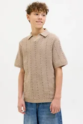Jack & Jones Junior JORPAROS Strick Poloshirt - Safari 140 Kids