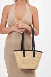 My Accessories London Strohtasche - Natural + Black Einheitsgroesse Damen