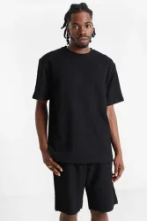 JSCO T-Shirt in Strick-Optik - Siyah S Herren
