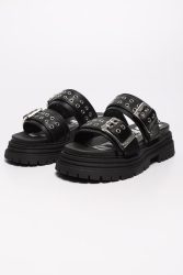 Buffalo Lennox Loop Plateau Pantoletten - Black EU36 Damen