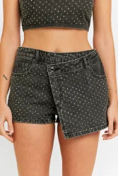 Tally Weijl Jeansshorts mit Strass - Black Washed 36 Damen