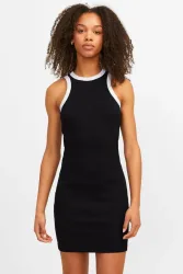 JJXX Forest Geripptes Minikleid - Black + Bright White S Damen