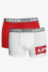 Levi's Doppelpack Boxershorts - Weiss + Rot M Kids