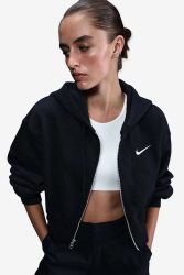 Nike Crop Kapuzensweatjacke - Black S Damen