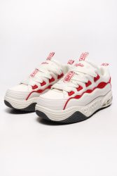Buffalo Vegan Hero Skate Plateau Sneaker - White + Red EU38 Damen