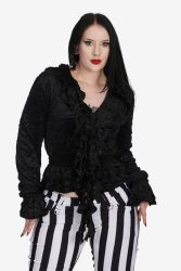 Banned Tear Garden Samt Bluse - Black XS Damen