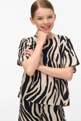 Vero Moda VMMYMILO Leinen-T-Shirt - Silver Lining + Sina 146 Kids