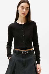 Tommy Jeans Crop Cardigan - Black XS Damen