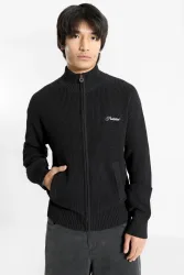 Prohibited Campus Gerippte Strickjacke - Black S Herren