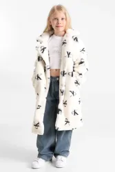 Calvin Klein Jeans Teddy-Mantel - Monogram Aop Ivory 12 Kids