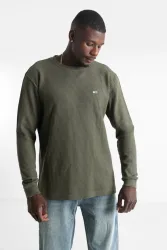 Tommy Jeans Langarmshirt mit Waffelstruktur - Fatigue Green M Herren