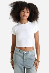 Hugo Blue Dome Crop T-Shirt - White XS Damen