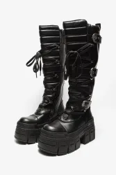 Buffalo Vegan Gospher Biker Plateau Winterstiefel - Black EU39 Damen