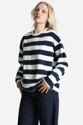 Noisy May NMEMBER Oversize Langarmshirt - Snow White + Navy M Damen
