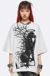 Minga London Lost Halo Oversize T-Shirt - Light Grey L Damen
