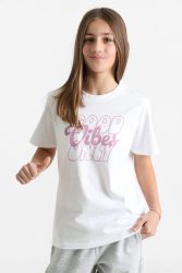 Miss Tee Good Vibes Only Wording Oversize T-Shirt - White 158-164 Kids