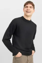 Jack & Jones Oversize Strickpullover - Black M Herren