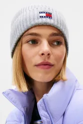 Tommy Jeans Beanie - Silver Grey Heather Einheitsgroesse Damen