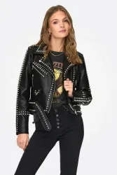 Only Crop Kunstlederjacke - Black S Damen