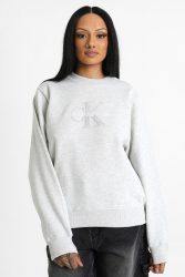 Calvin Klein Jeans Chenille Monologo Oversize Sweatshirt - Ivory Grey Heather XS Damen