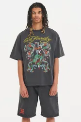 Ed Hardy Oversize T-Shirt - Charcoal M Herren