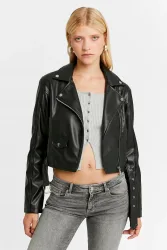 Tally Weijl Crop Kunstleder Bikerjacke - Black M Damen