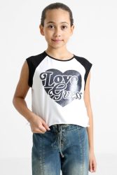 Guess Crop T-Shirt - Black + White 16 Kids