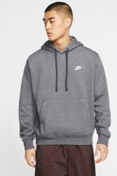 Nike Sportswear Club Fleece Kapuzensweatshirt - Dunkelgrau meliert + Weiss XS Herren
