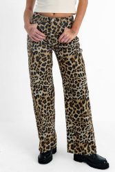 The Ragged Priest Release Baggy Wide Leg Jeans - Leopard 26 Damen