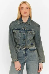 Tally Weijl Crop Jeansjacke - Blue Medium Used S Damen
