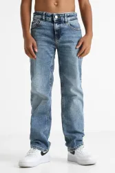 Calvin Klein Jeans Straight Leg Jeans - Washed Blue Hero 10 Kids