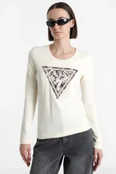 Guess Langarmshirt - Pearl White S Damen