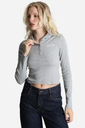 Guess Jeans Geripptes Crop Langarmshirt - Light Grey S Damen