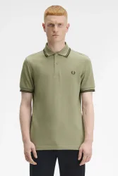 Fred Perry Twin Tipped Poloshirt - Olive Mint S Herren