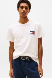 Tommy Jeans Essential Flag T-Shirt - Oat Marl Heather XS Herren