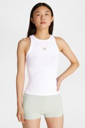Calvin Klein Jeans Geripptes Tanktop - Brilliant White XS Damen
