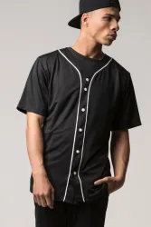 Urban Classics Baseball Hemd - Schwarz XL Herren
